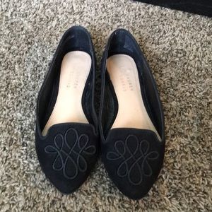 Black suede flats